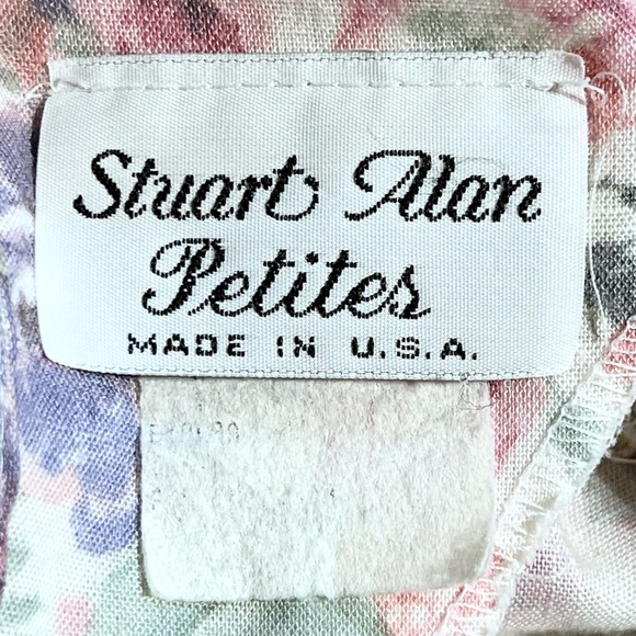 VINTAGE 80s cottage floral midi dress‎ short puff sleeve eyelet lace collar - Picture 9 of 15